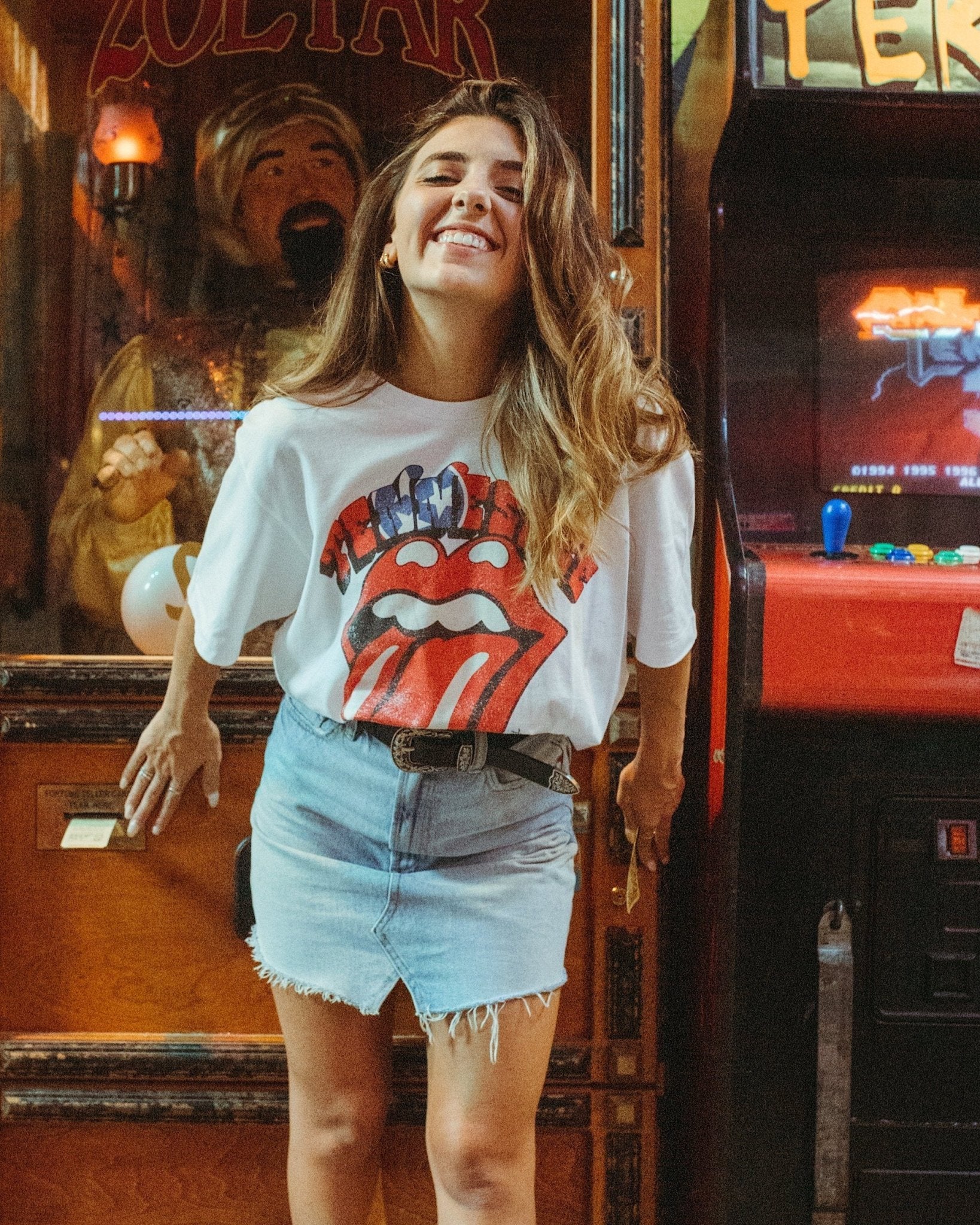 Rolling Stones Tennessee Flag Rocker White Tee - shoplivylu