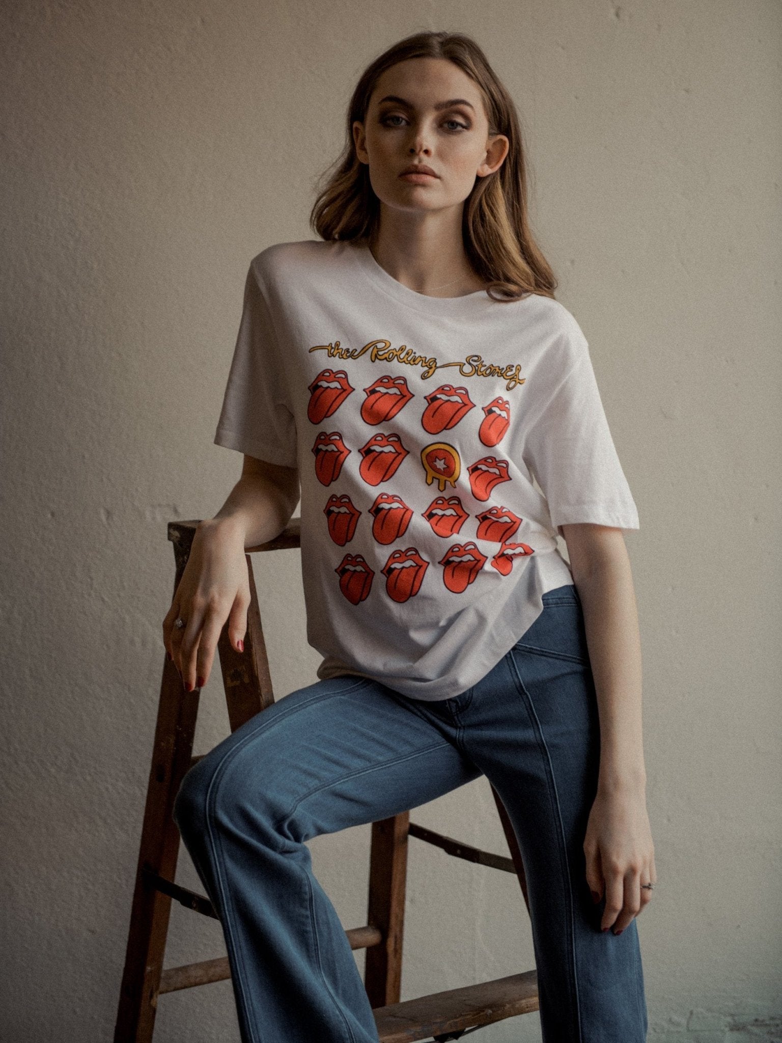 Rolling Stones Tulsa Flag Multi Lick White Tee (4462487797863)