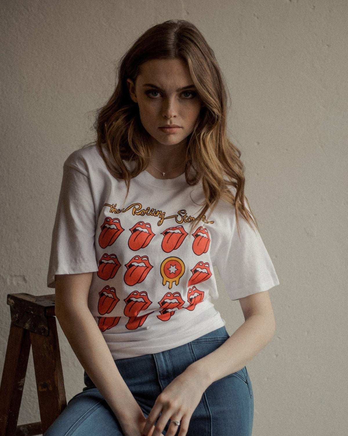 Rolling Stones Tulsa Flag Multi Lick White Tee - shoplivylu