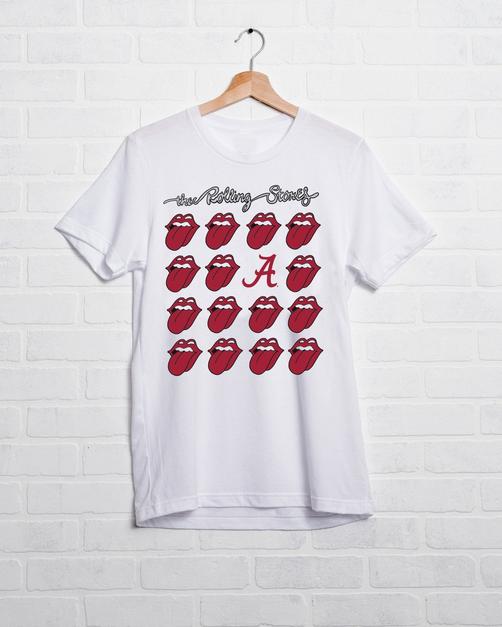 Rolling Stones University of Alabama Multi Lick White Tee - shoplivylu