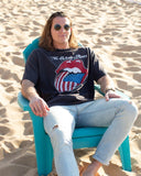 Rolling Stones USA Flag Lick Black Tee - shoplivylu