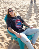 Rolling Stones USA Flag Lick Black Tee - shoplivylu