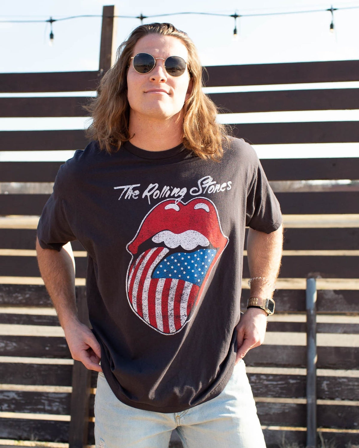 Official Rolling Stones Trippy Licks T-Shirt – Mens Black Band Logo Tee, Size XL