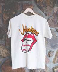 Rolling Stones Volunteers Baseball Lick Off White Thrifted Tee - shoplivylu