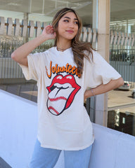 Rolling Stones Volunteers Baseball Lick Off White Thrifted Tee - shoplivylu