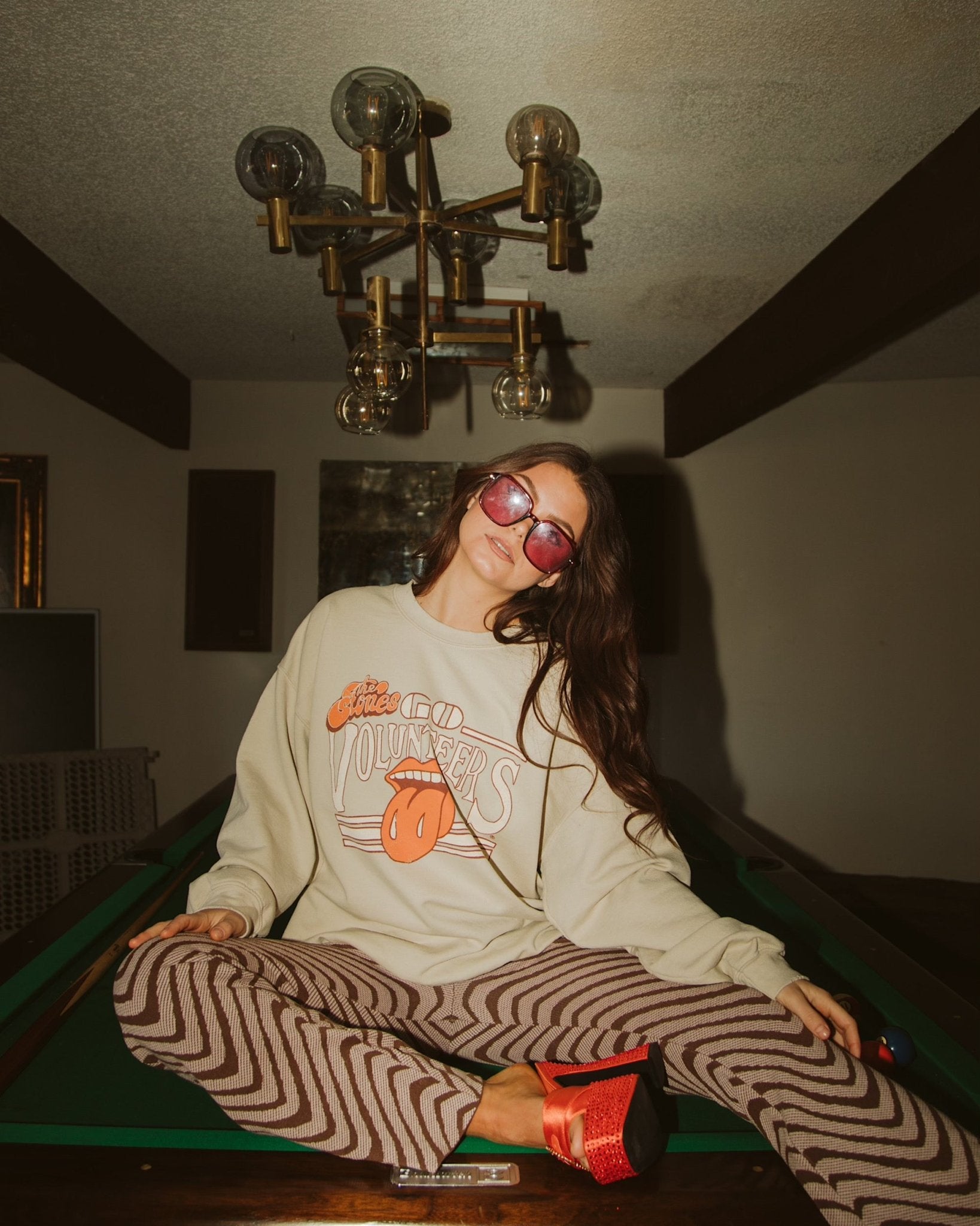 Rolling Stones Volunteers Stoned Sand Thrifted Sweatshirt - shoplivylu