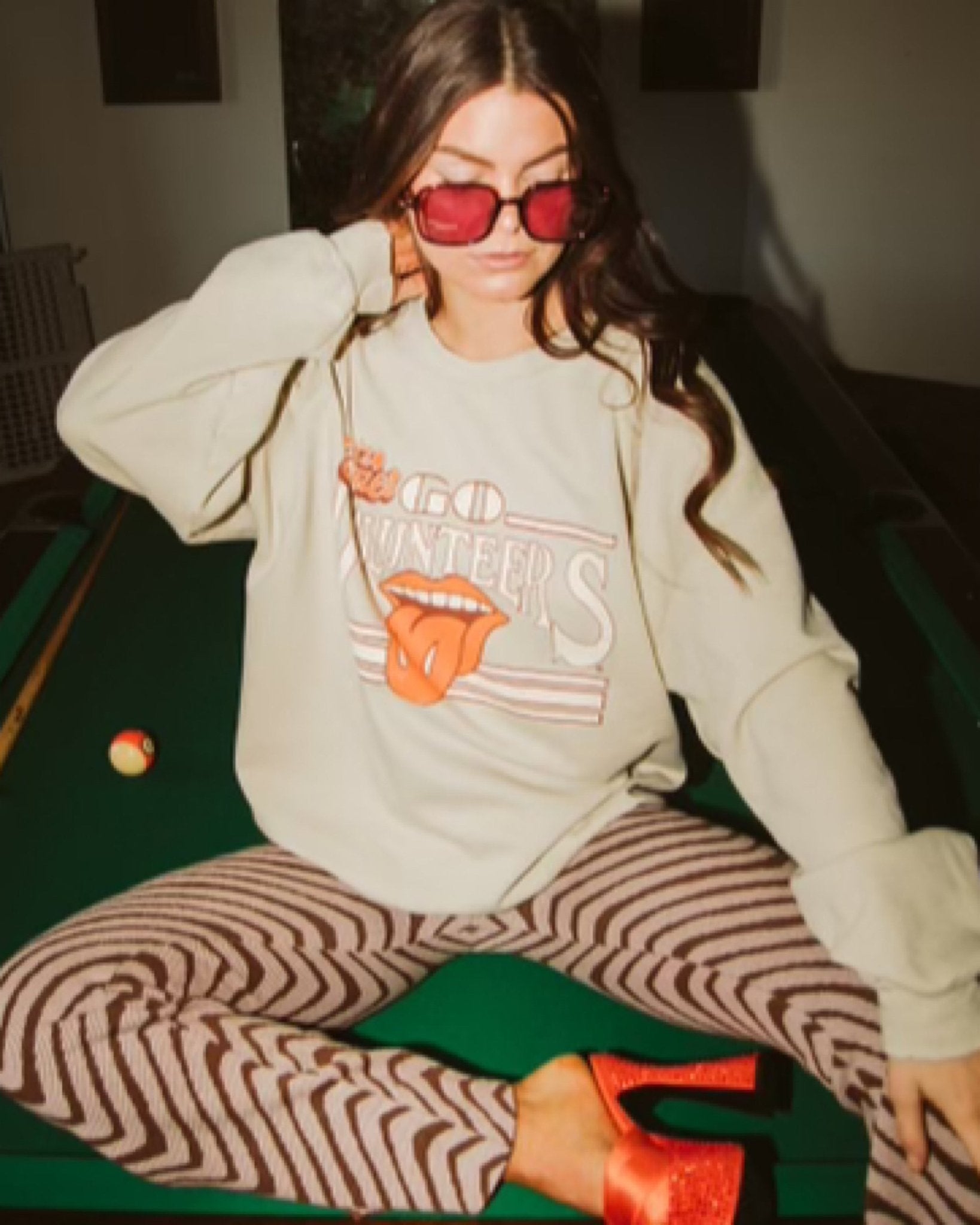 Rolling Stones Volunteers Stoned Sand Thrifted Sweatshirt - shoplivylu