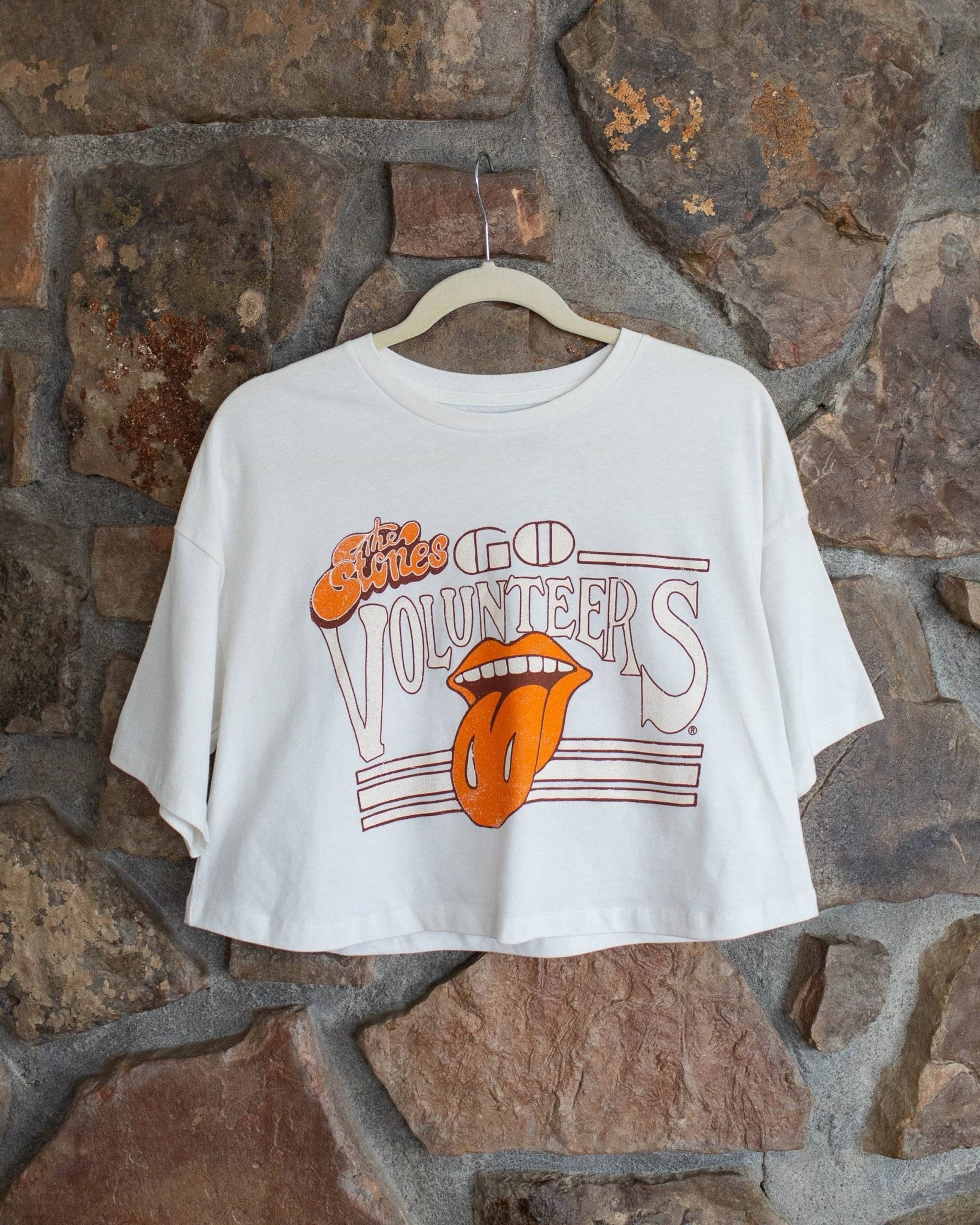 Rolling Stones Volunteers Stoned White Cropped Tee - shoplivylu