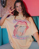 Rolling Stones World's Greatest Band Yellow Thrifted Distressed Tee - shoplivylu