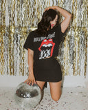 Rolling Stones Zip Code Night Black Thrifted Distressed Tee - shoplivylu