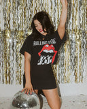 Rolling Stones Zip Code Night Black Thrifted Distressed Tee - shoplivylu