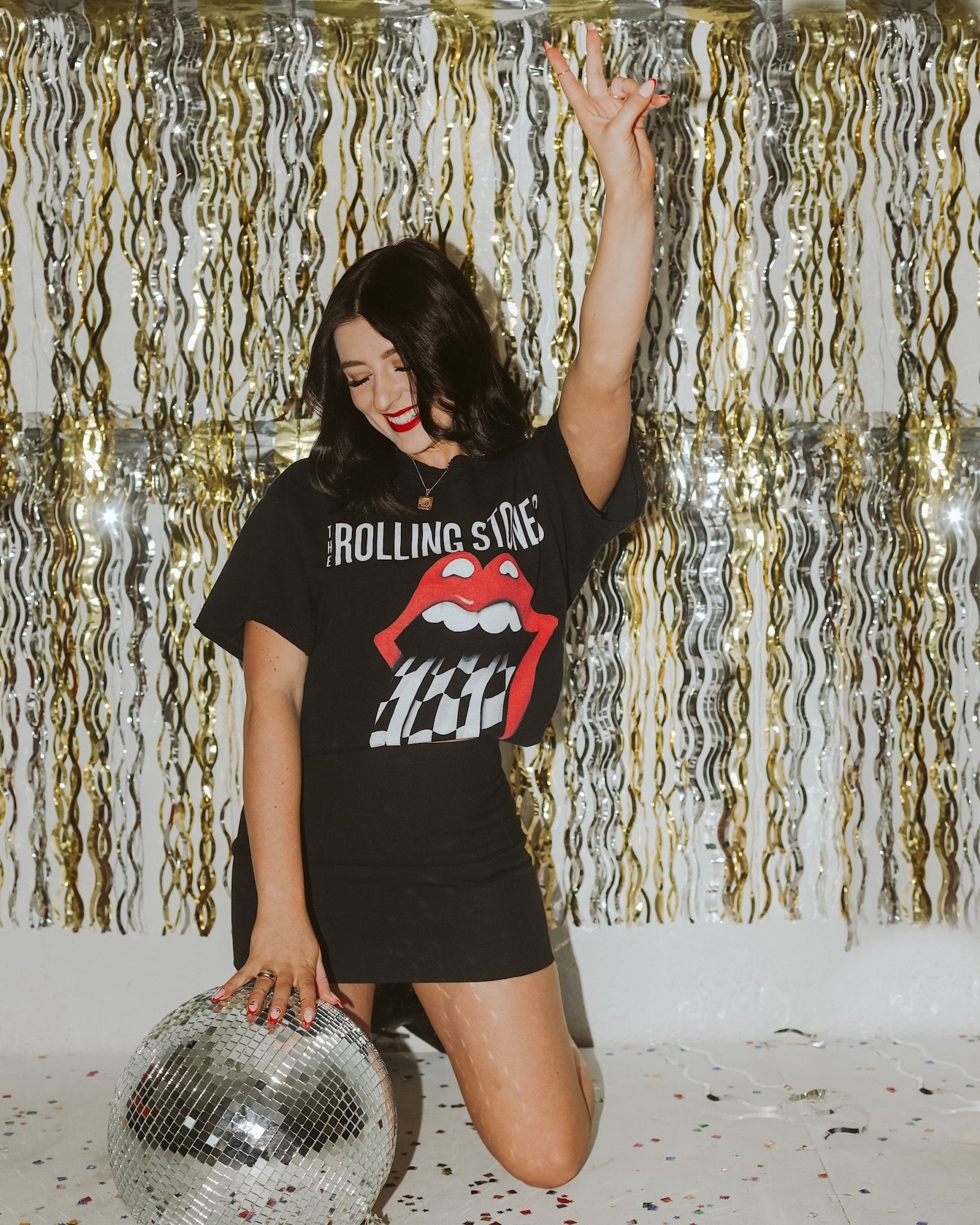 Rolling Stones Zip Code Night Black Thrifted Distressed Tee - shoplivylu