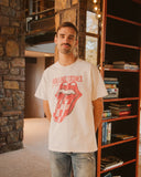Rolling Stones Zip Code Off White Thrifted Distressed Tee - shoplivylu