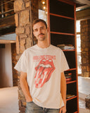 Rolling Stones Zip Code Off White Thrifted Distressed Tee - shoplivylu