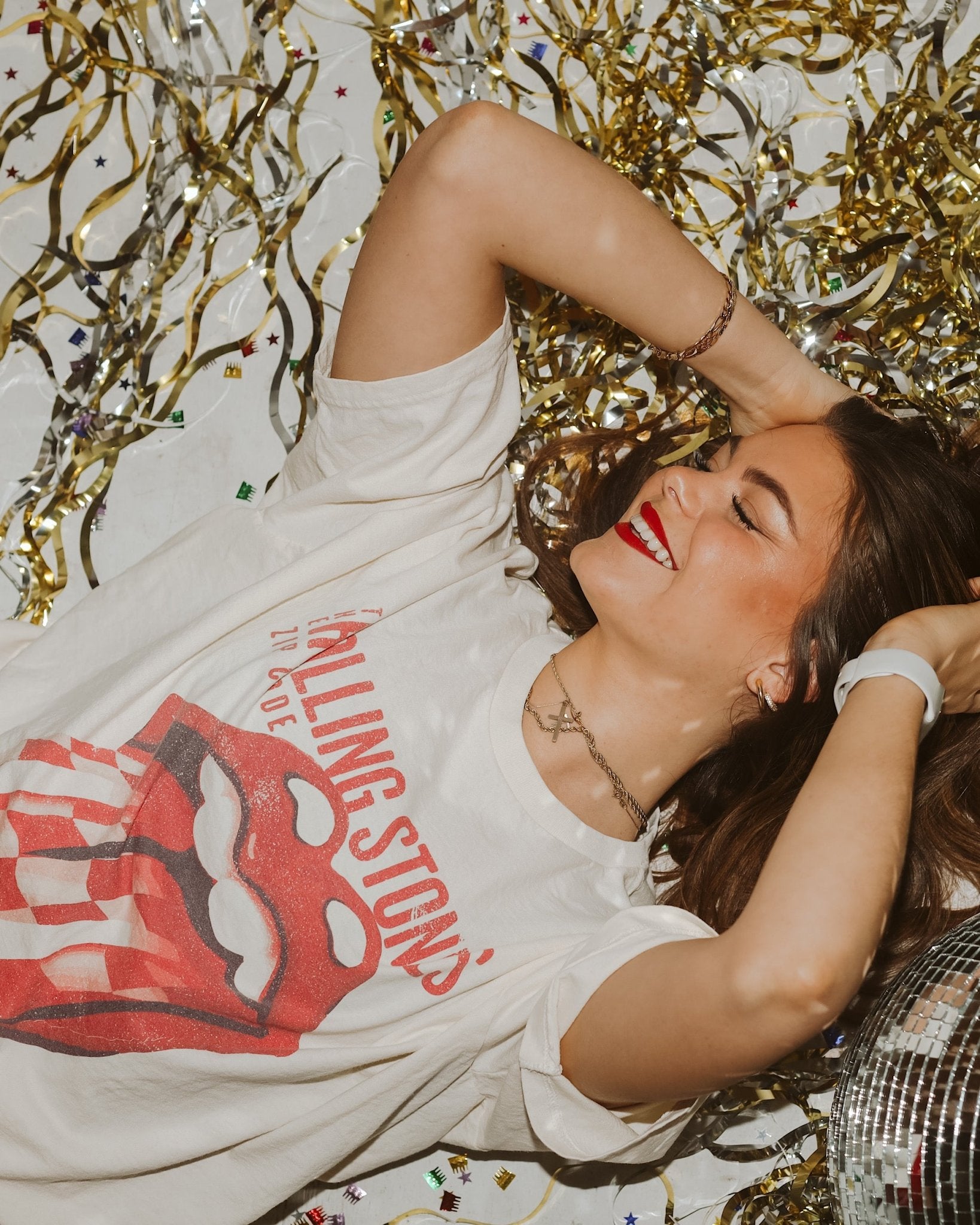 Rolling Stones Zip Code Off White Thrifted Distressed Tee - shoplivylu