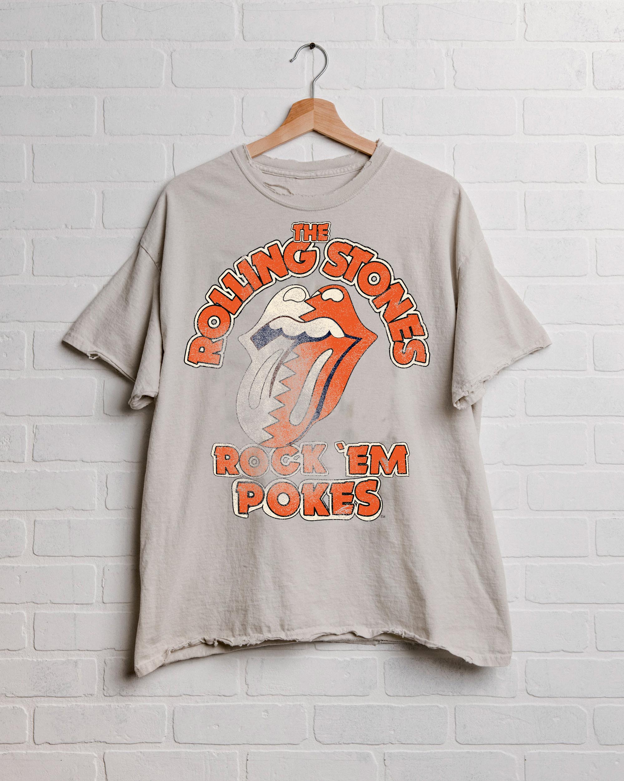 Rolling Stones Rock 'Em Pokes Off White Thrifted Tee - shoplivylu