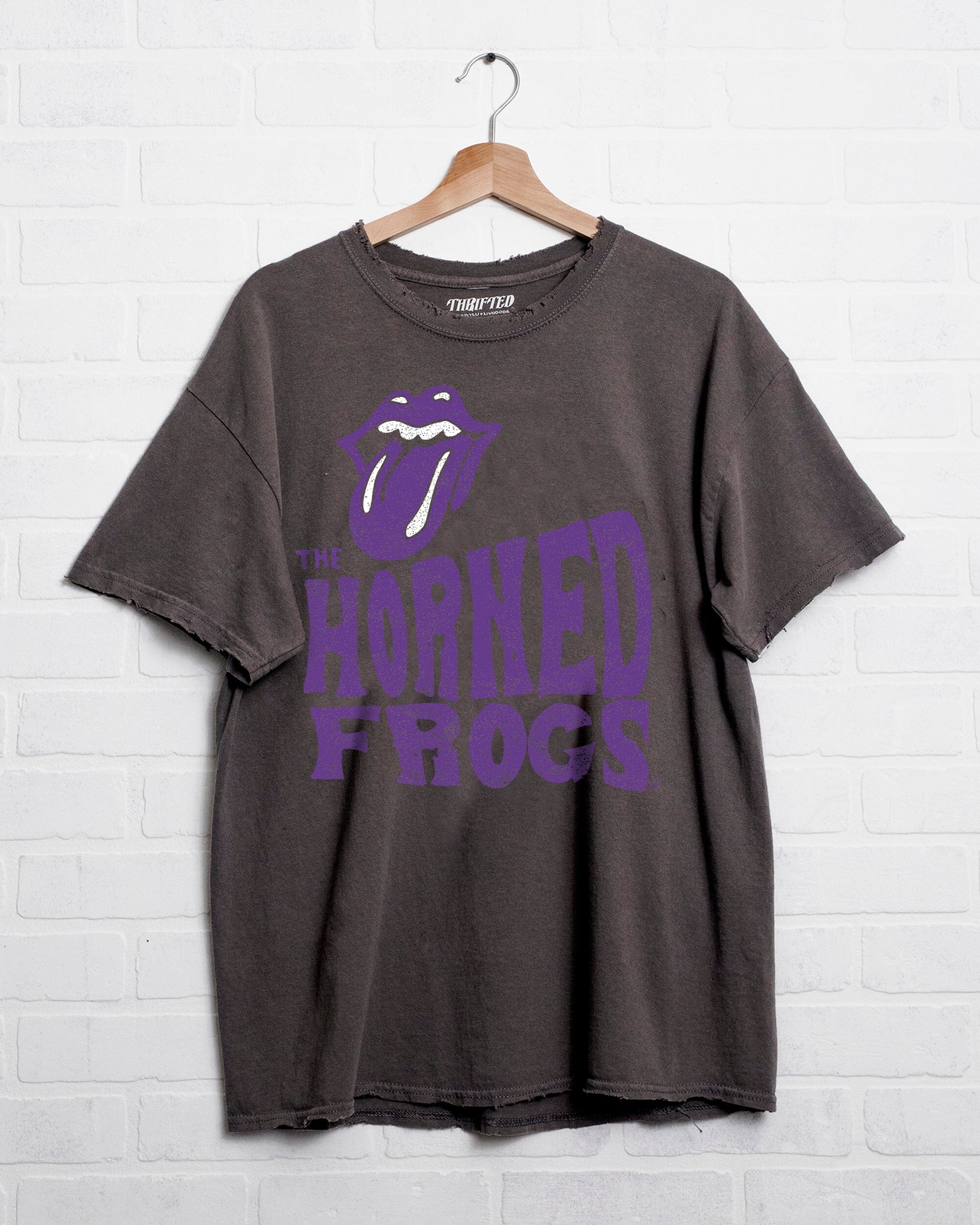 Rolling Stones TCU Horned Frogs Dazed Charcoal Thrifted Tee