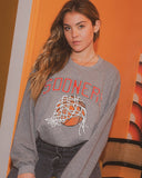 Sooners Basketball Fling Puff Ink Gray Thrifted Sweatshirt - shoplivylu