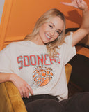 Sooners Basketball Fling Puff Ink Off White Thrifted Tee - shoplivylu