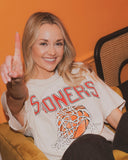Sooners Basketball Fling Puff Ink Off White Thrifted Tee - shoplivylu