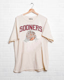 Sooners Basketball Fling Puff Ink Off White Thrifted Tee - shoplivylu