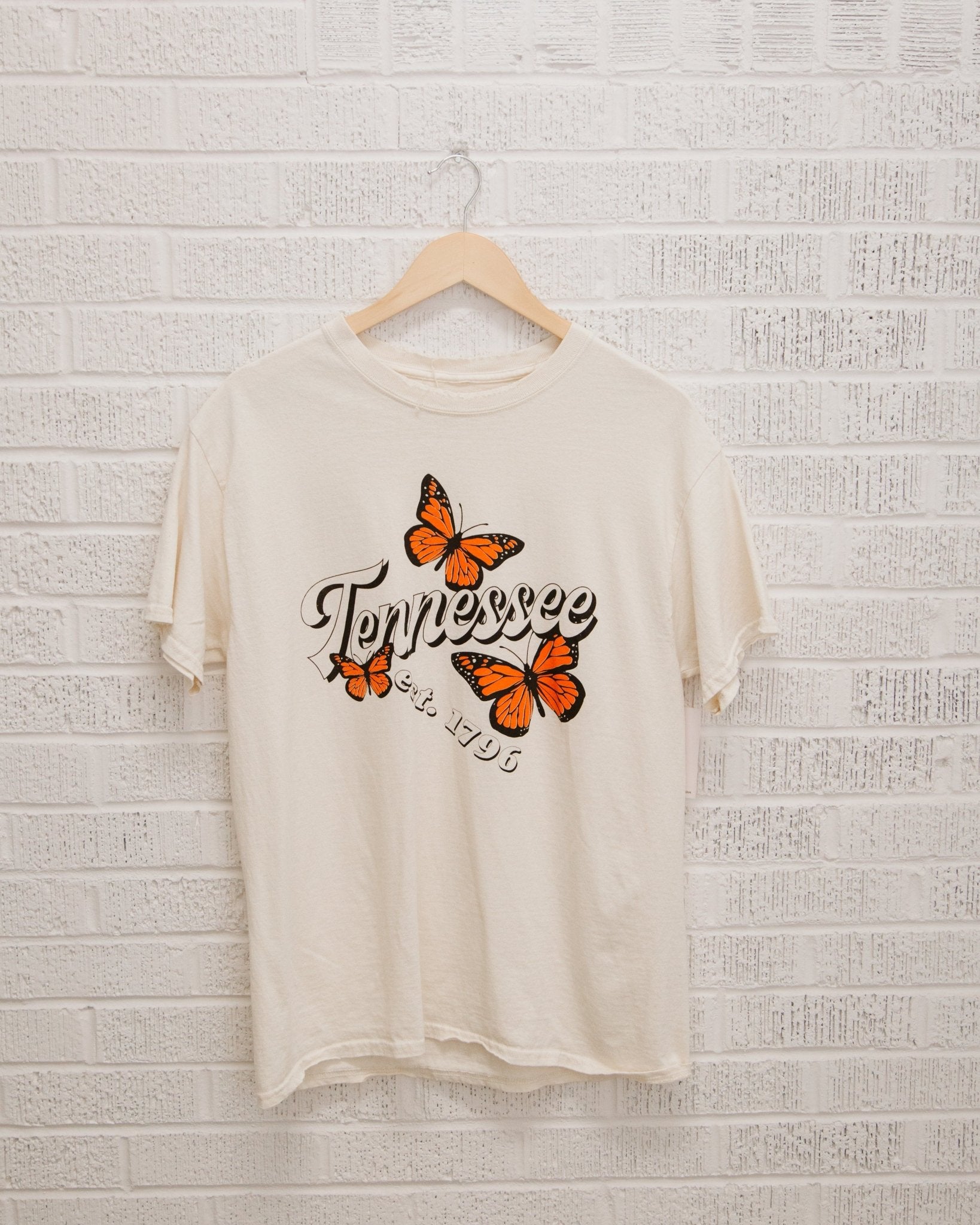Tennessee Butterfly Off White Thrifted Tee - shoplivylu