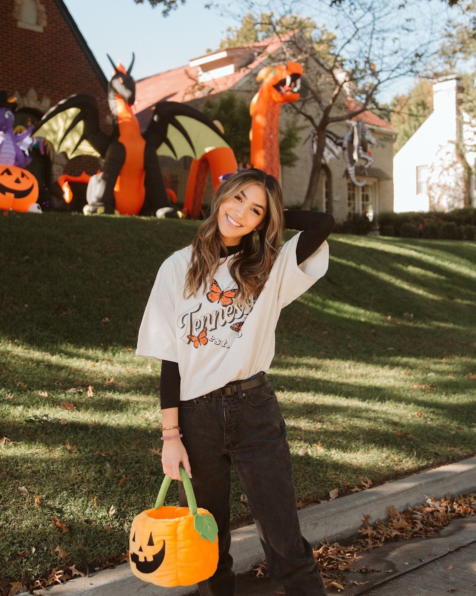 Tennessee Butterfly Off White Thrifted Tee - shoplivylu