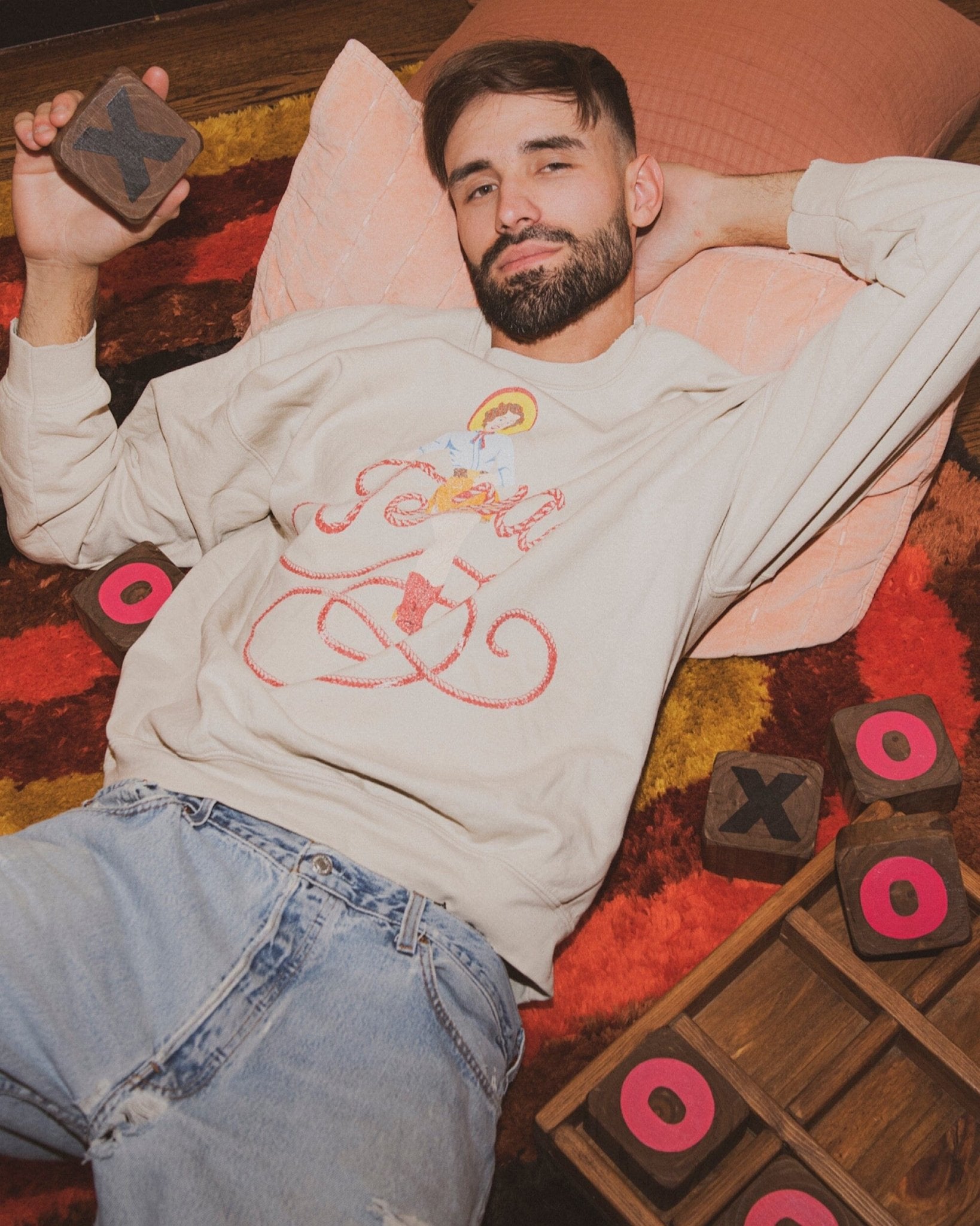 Texas Cowgirl Sand Thrifted Sweatshirt - shoplivylu