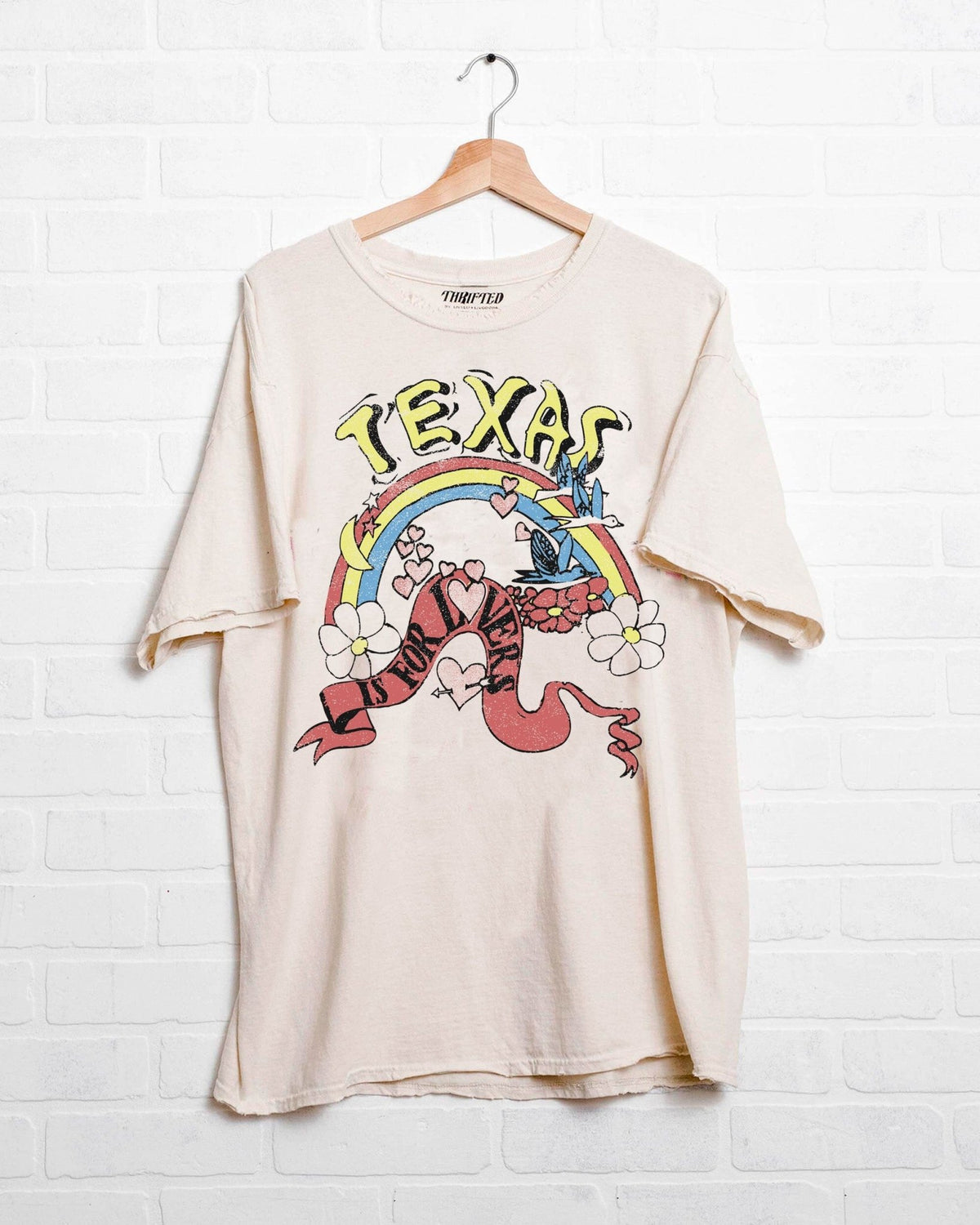 Texas is for Lovers Off White Thrifted Tee - shoplivylu