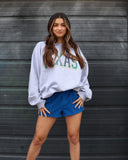 Texas Plaid Arch (Gold Outline) Gray Thrifted Sweatshirt - shoplivylu