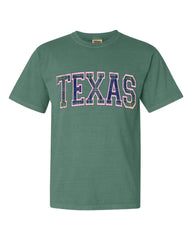 Texas Plaid Arch (Pink Outline) Green Tee - shoplivylu