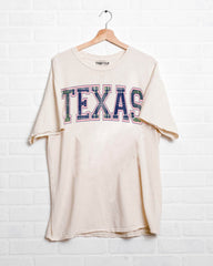 Texas Plaid Arch (Pink Outline) Off White Thrifted Tee - shoplivylu