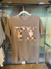 Texas Quilt Brown Thrifted Tee - shoplivylu