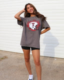 Texas Tech Helmet Circle Charcoal Thrifted Tee - shoplivylu