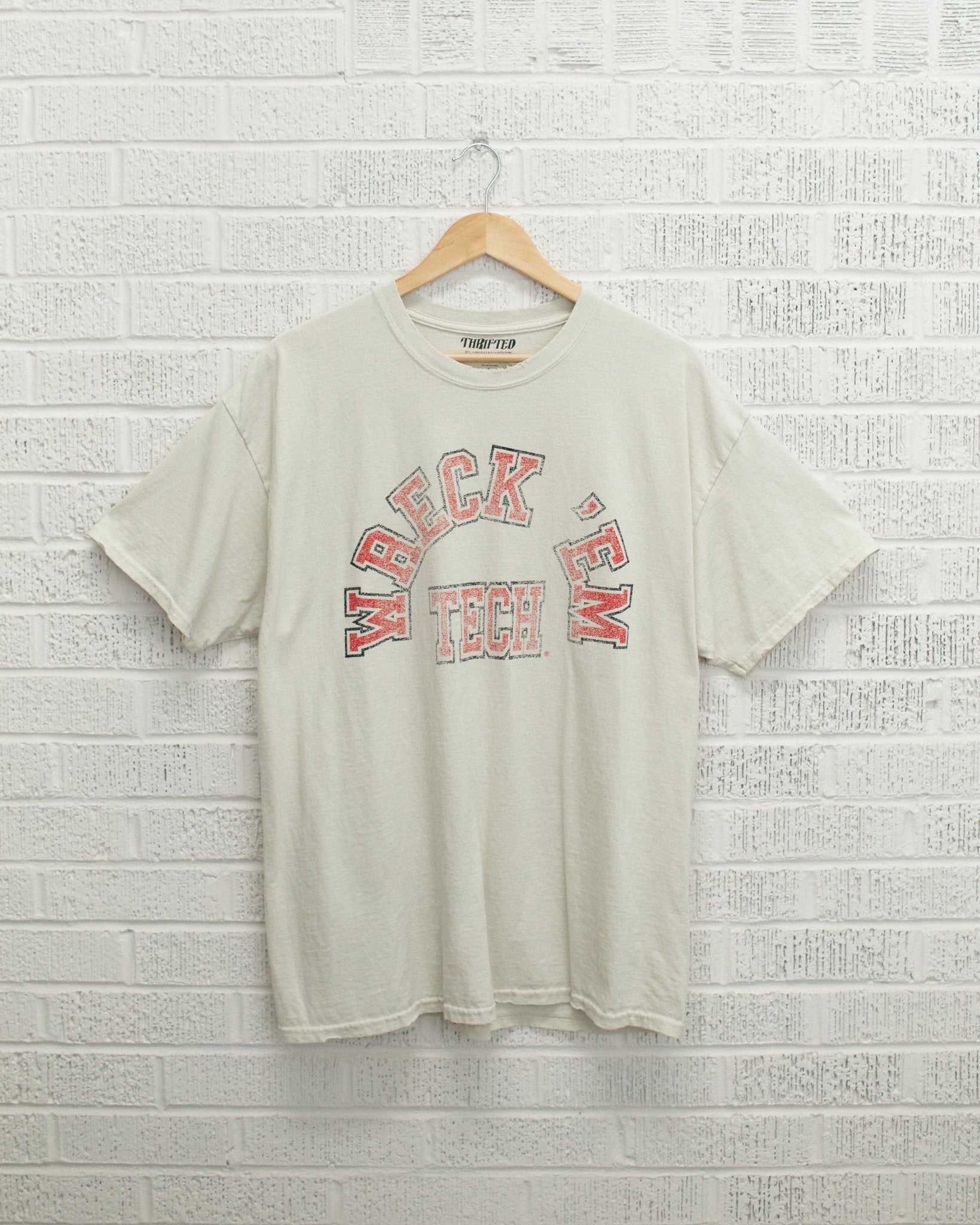 Texas Tech Mega Arch Off White Thrifted Tee - shoplivylu