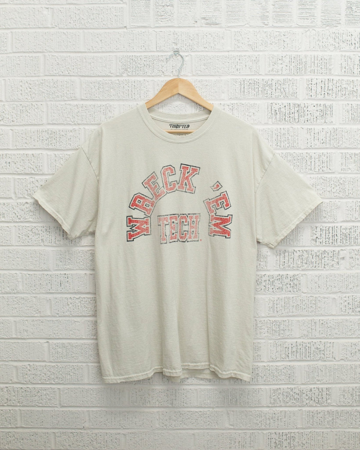 Texas Tech Mega Arch Off White Thrifted Tee - shoplivylu