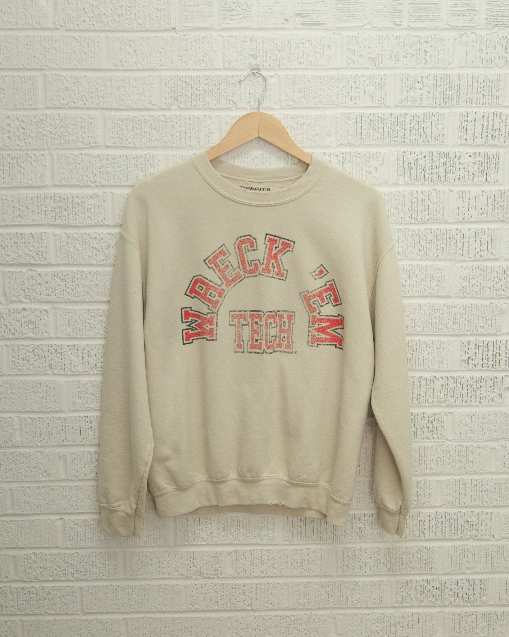 Texas Tech Mega Arch Sand Thrifted Sweatshirt - shoplivylu