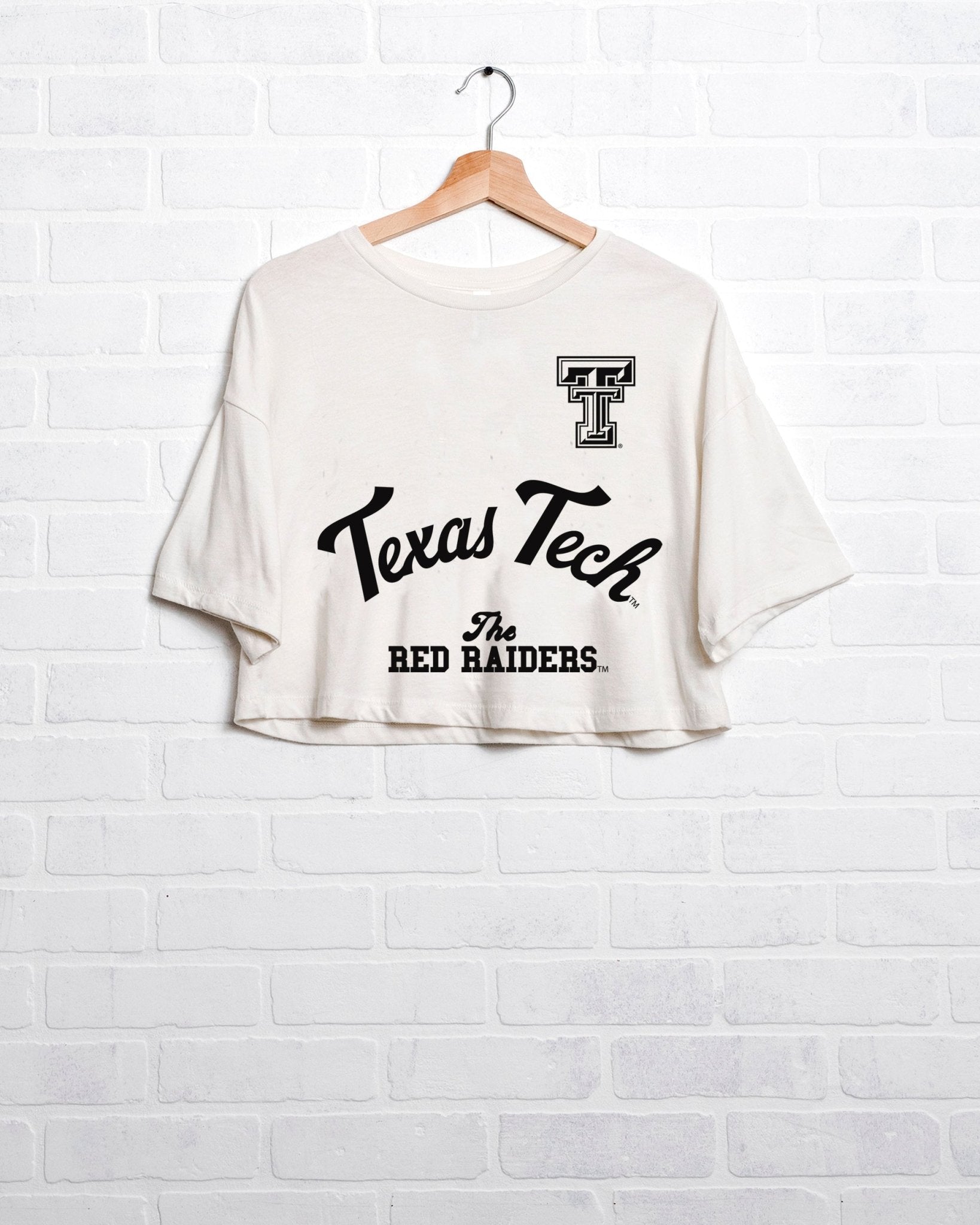 Texas Tech Quality White Cropped Tee - shoplivylu