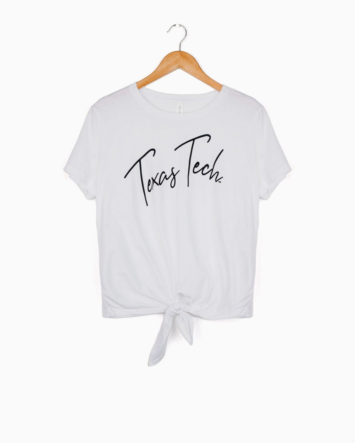 Texas Tech Thin Script White Tie Front Tee (3960005066855)