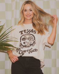 Texas The Good Time Place Off White Thrifted Tee - shoplivylu