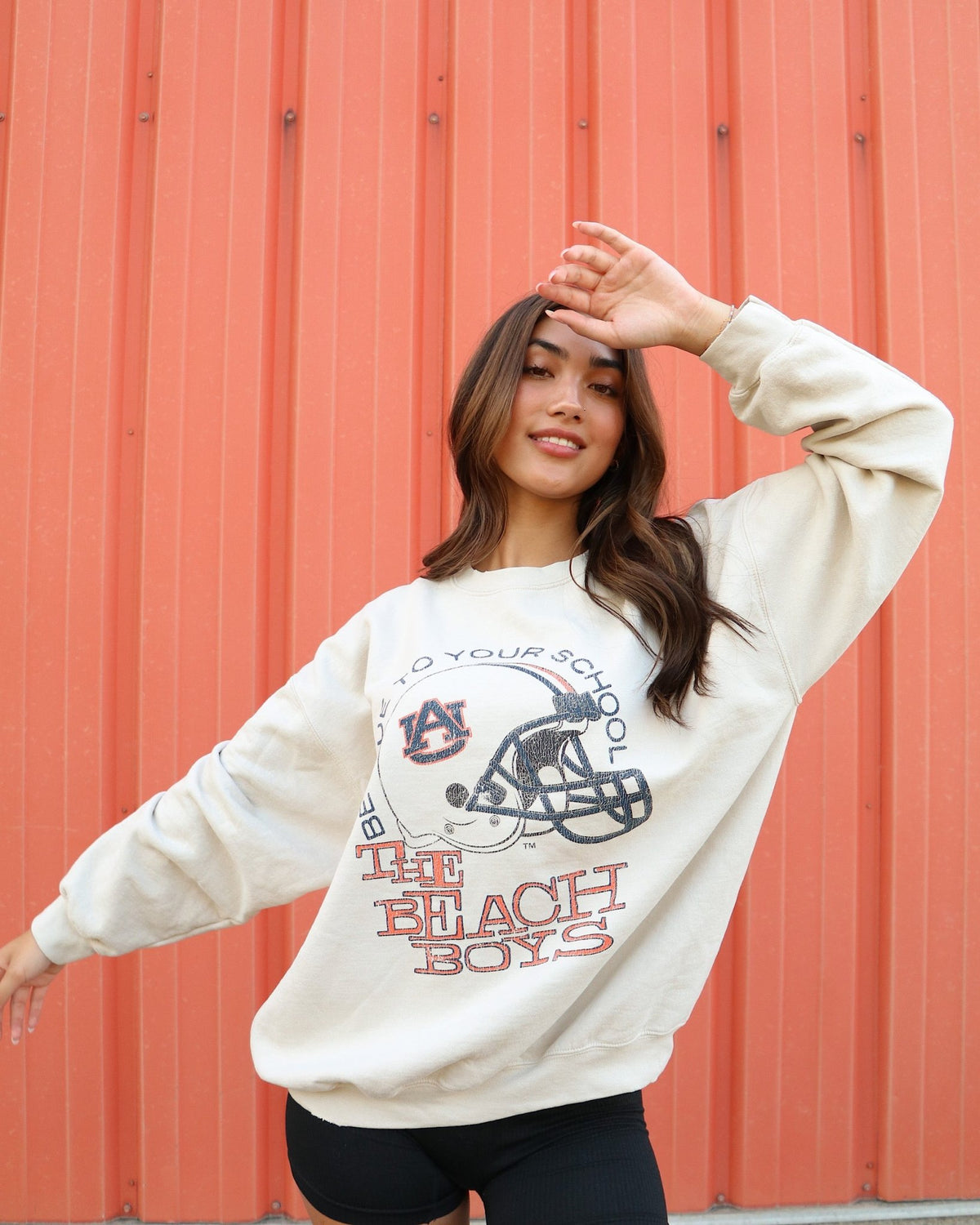 The Beach Boys Auburn Tigers True To Your School Sand Thrifted Sweatshirt - shoplivylu