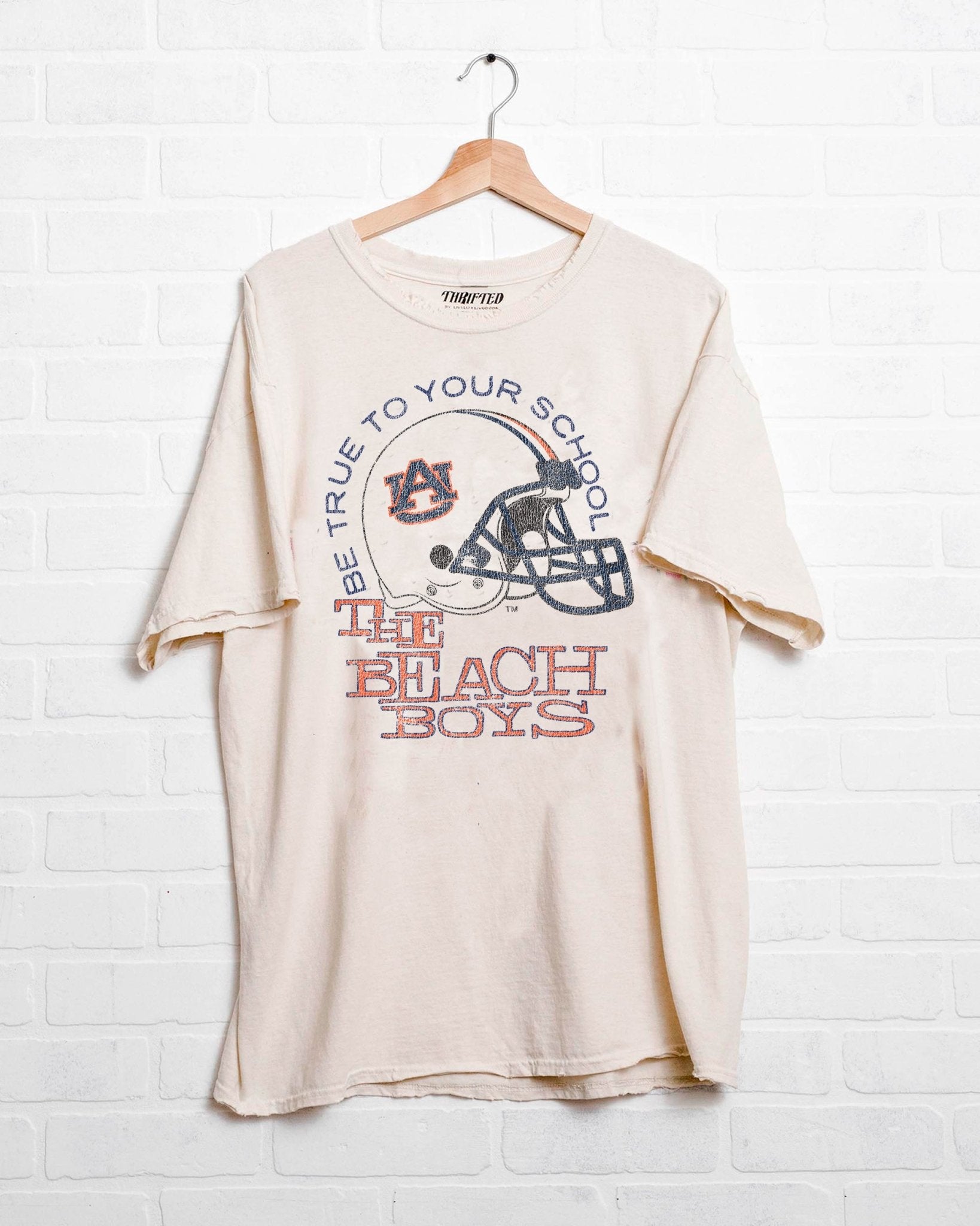 The Beach Boys Auburn True To Your School Off White Thrifted Tee - shoplivylu