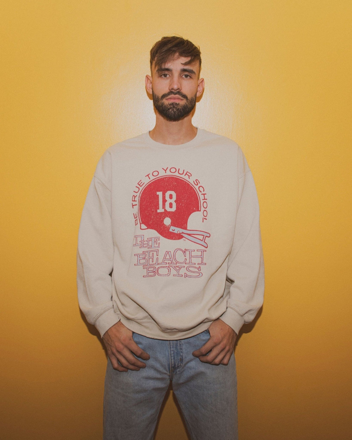 The Beach Boys Bama True To Your School Sand Thrifted Sweatshirt - shoplivylu
