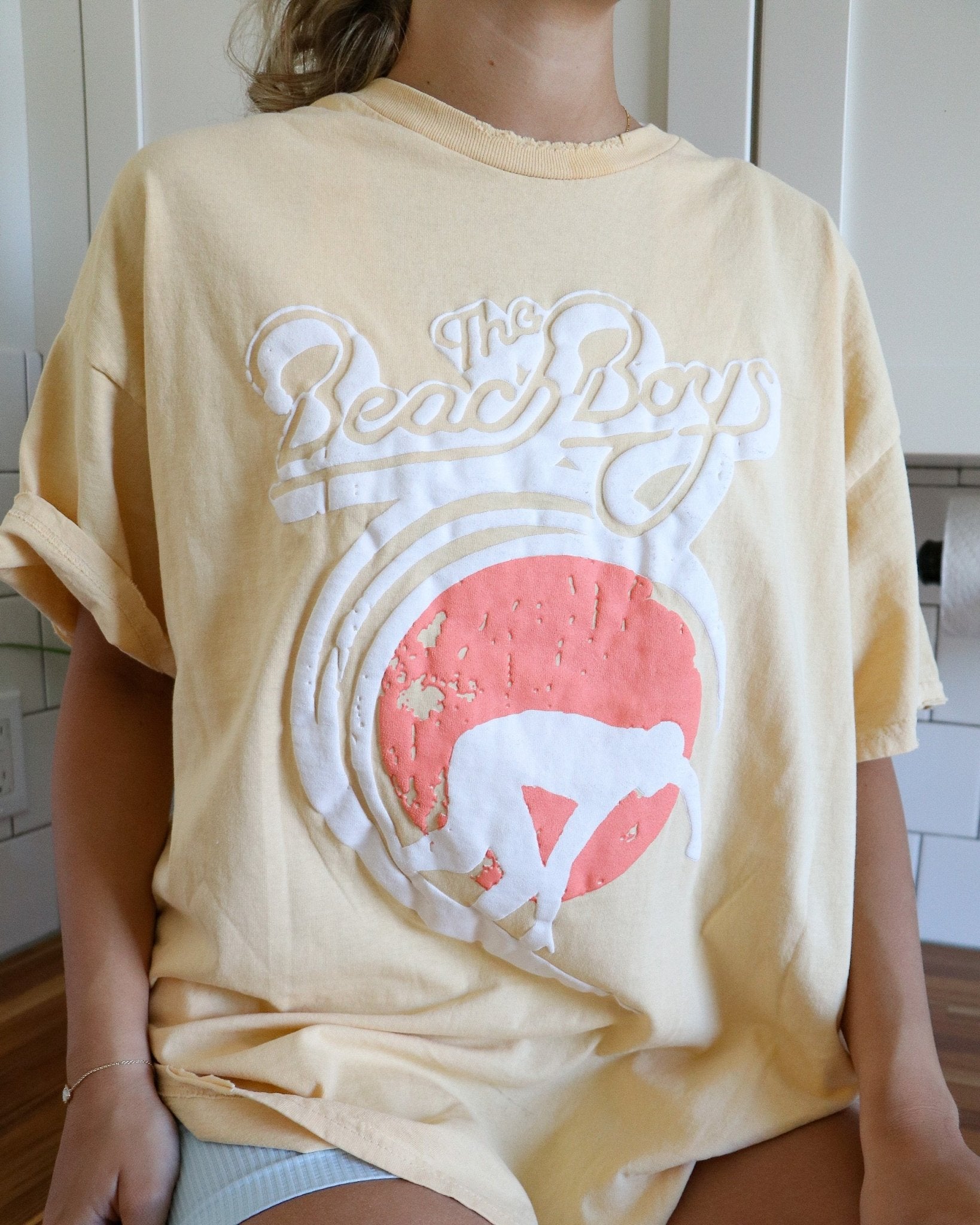 The Beach Boys Classic Puff Yellow Thrifted Tee (FINAL SALE) - shoplivylu