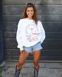 The Beach Boys Longhorns True To Your School White Thrifted Sweatshirt - shoplivylu