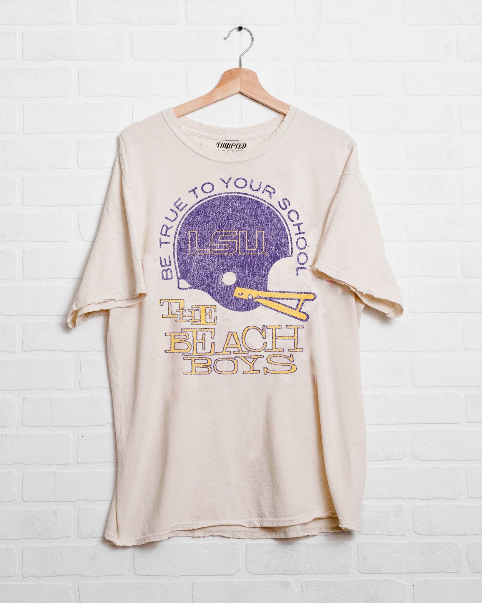 The Beach Boys LSU Tigers True To Your School Off White Thrifted Tee - shoplivylu