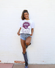 The Beach Boys Mississippi State Bulldogs True to School White Cropped Tee - shoplivylu