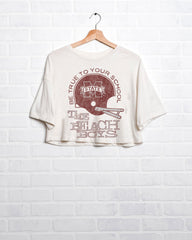 The Beach Boys Mississippi State Bulldogs True to School White Cropped Tee - shoplivylu