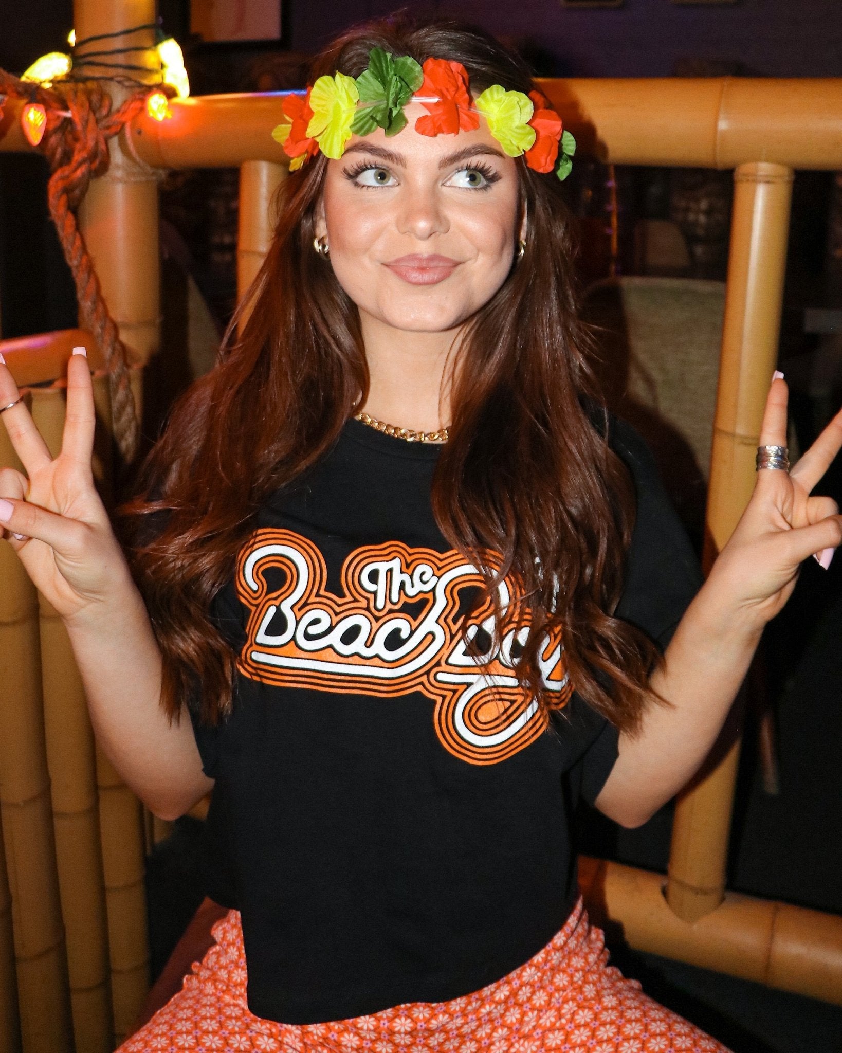 The Beach Boys Neon Logo Black Cropped Tee - shoplivylu