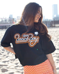 The Beach Boys Neon Logo Black Cropped Tee - shoplivylu